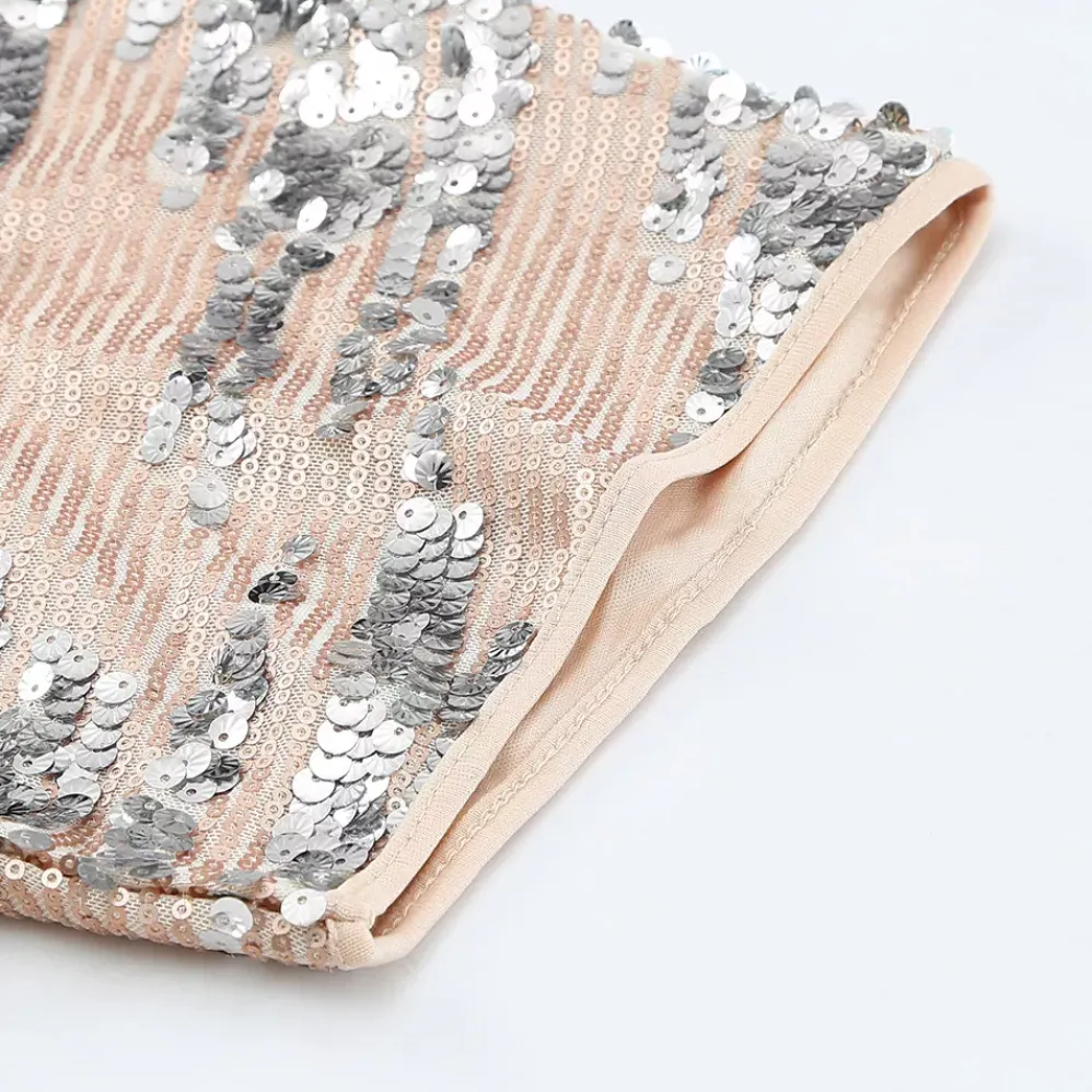 Arianna mekko paljeteilla shampanja