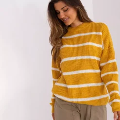 Badu Carrie raidallinen neulepaita mustard