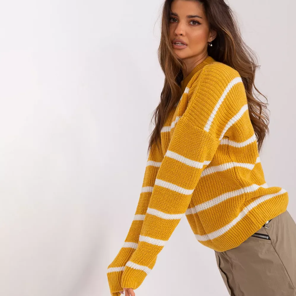 Badu Carrie raidallinen neulepaita mustard