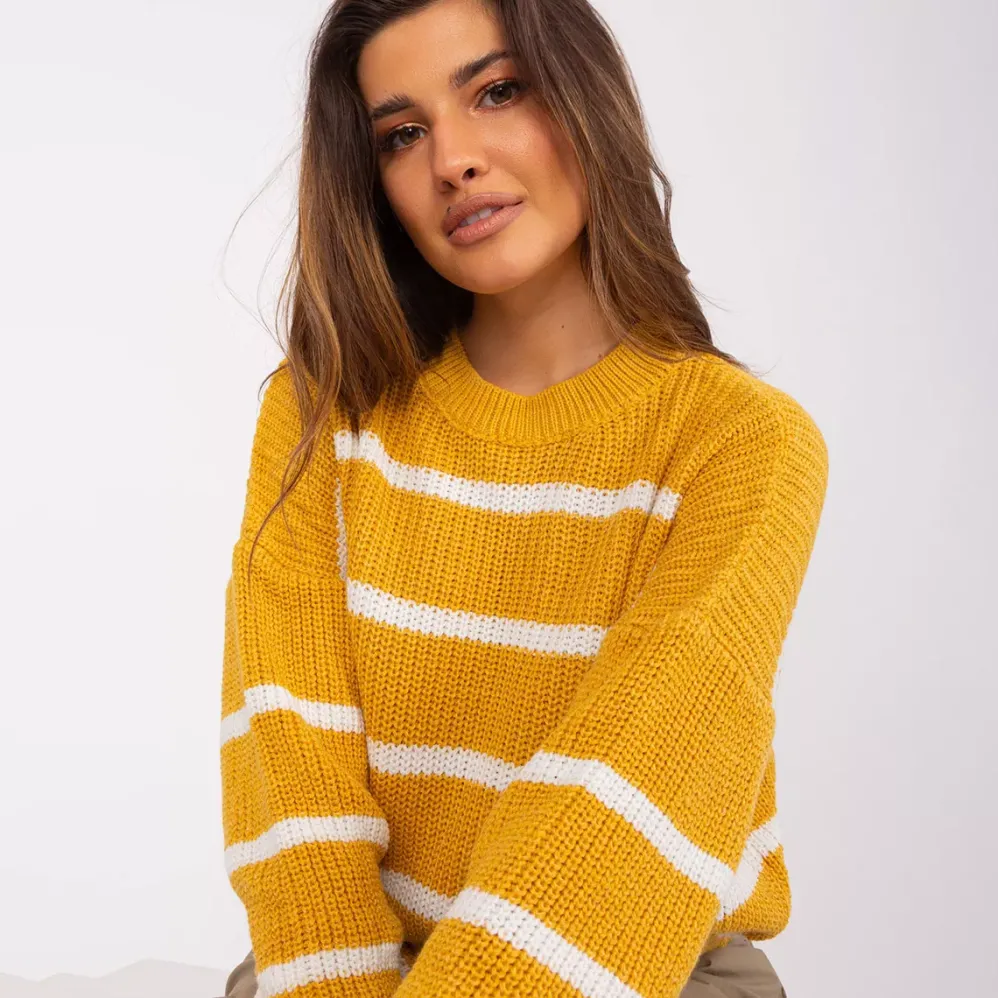 Badu Carrie raidallinen neulepaita mustard