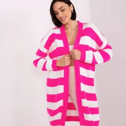 Badu Priya neuletakki neonpinkkiraidallinen