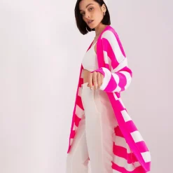 Badu Priya neuletakki neonpinkkiraidallinen