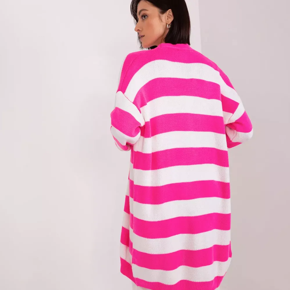 Badu Priya neuletakki neonpinkkiraidallinen