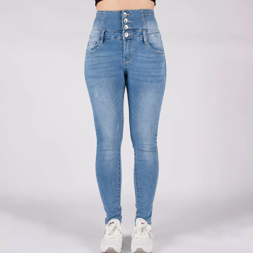 Bestiny high waist stretchfarkut v.sininen