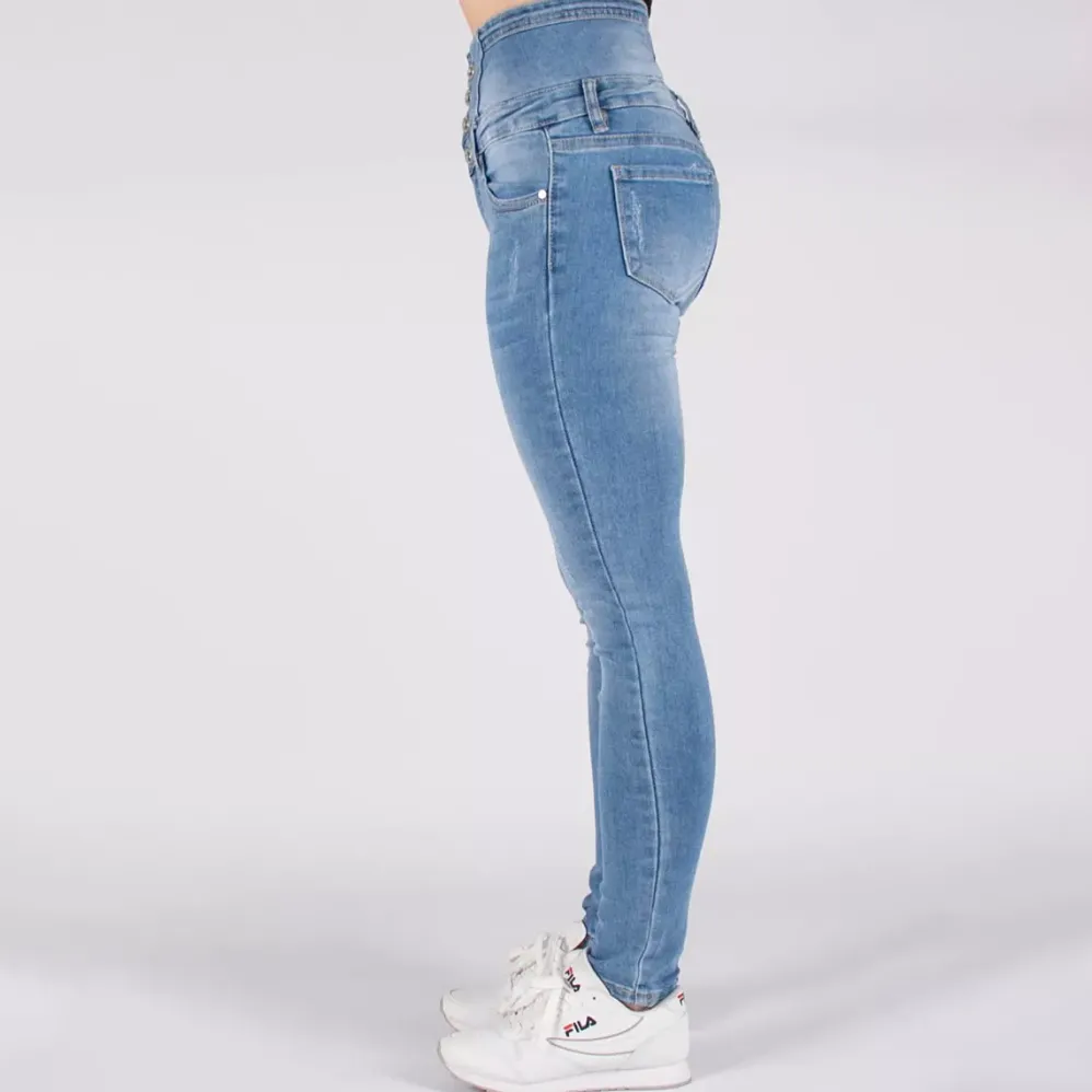 Bestiny high waist stretchfarkut v.sininen