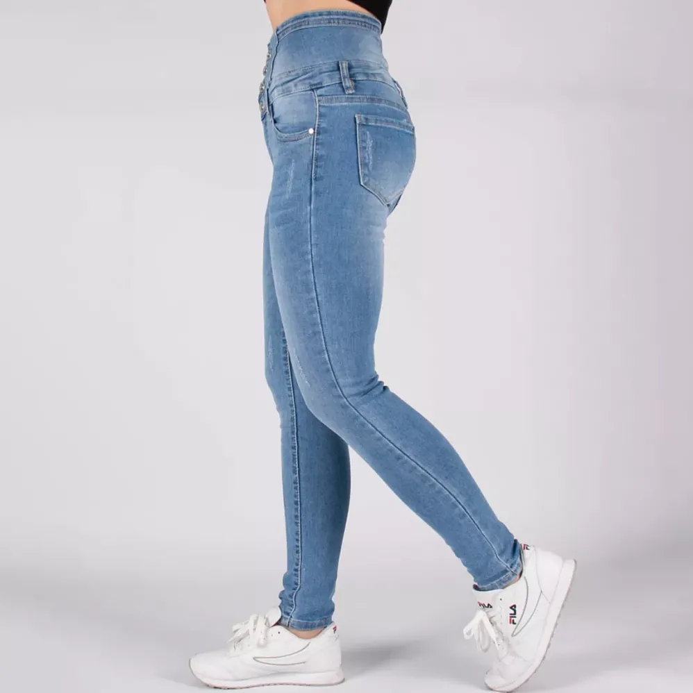 Bestiny high waist stretchfarkut v.sininen
