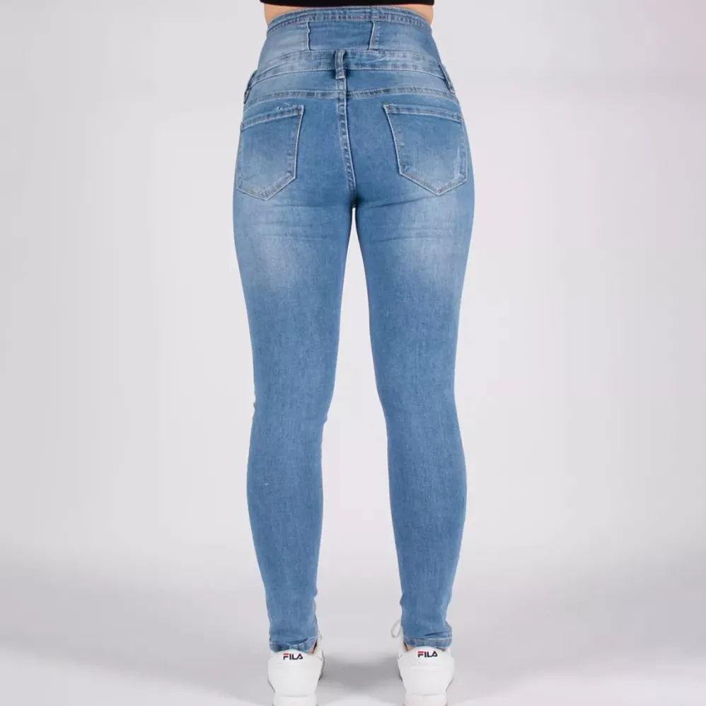 Bestiny high waist stretchfarkut v.sininen