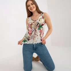 B Fashion Darla kuvioitu toppi valkoinen