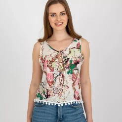 B Fashion Darla kuvioitu toppi valkoinen