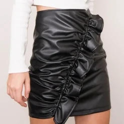 BSL PU Ruffle minihame musta