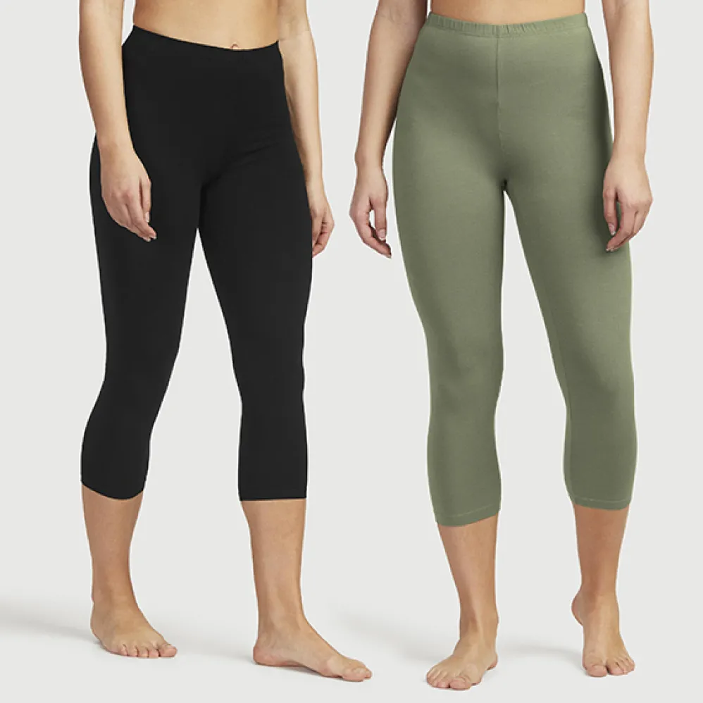 Caprileggingsit 2-pakkaus khaki/musta