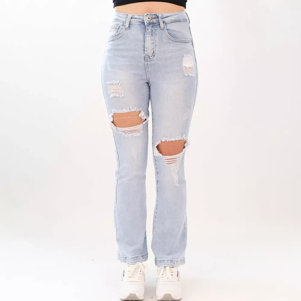 Daysie Bootcut revityt farkut vaaleansininen