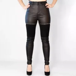 Daysie High Waist Coated housut musta