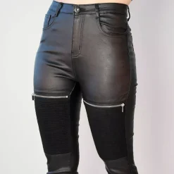 Daysie High Waist Coated housut musta