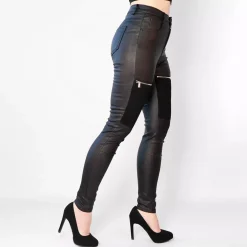 Daysie High Waist Coated housut musta