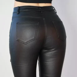 Daysie High Waist Coated housut musta