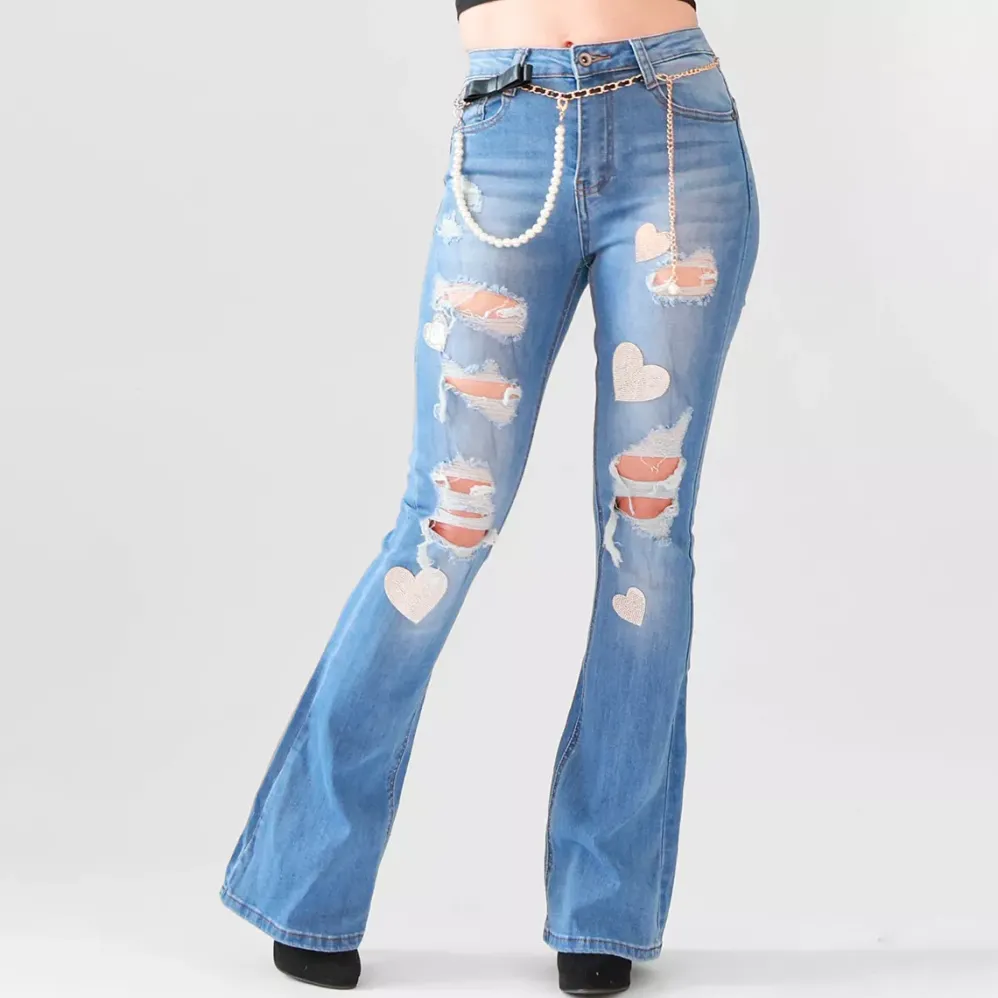 Denim Life push up farkut vyöllä sininen