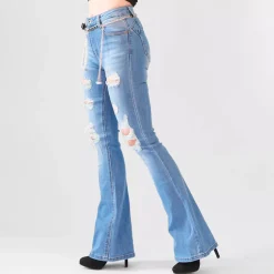 Denim Life push up farkut vyöllä sininen