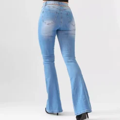 Denim Life push up farkut vyöllä sininen