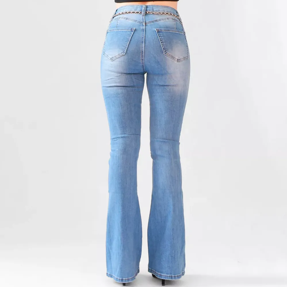 Denim Life push up farkut vyöllä sininen