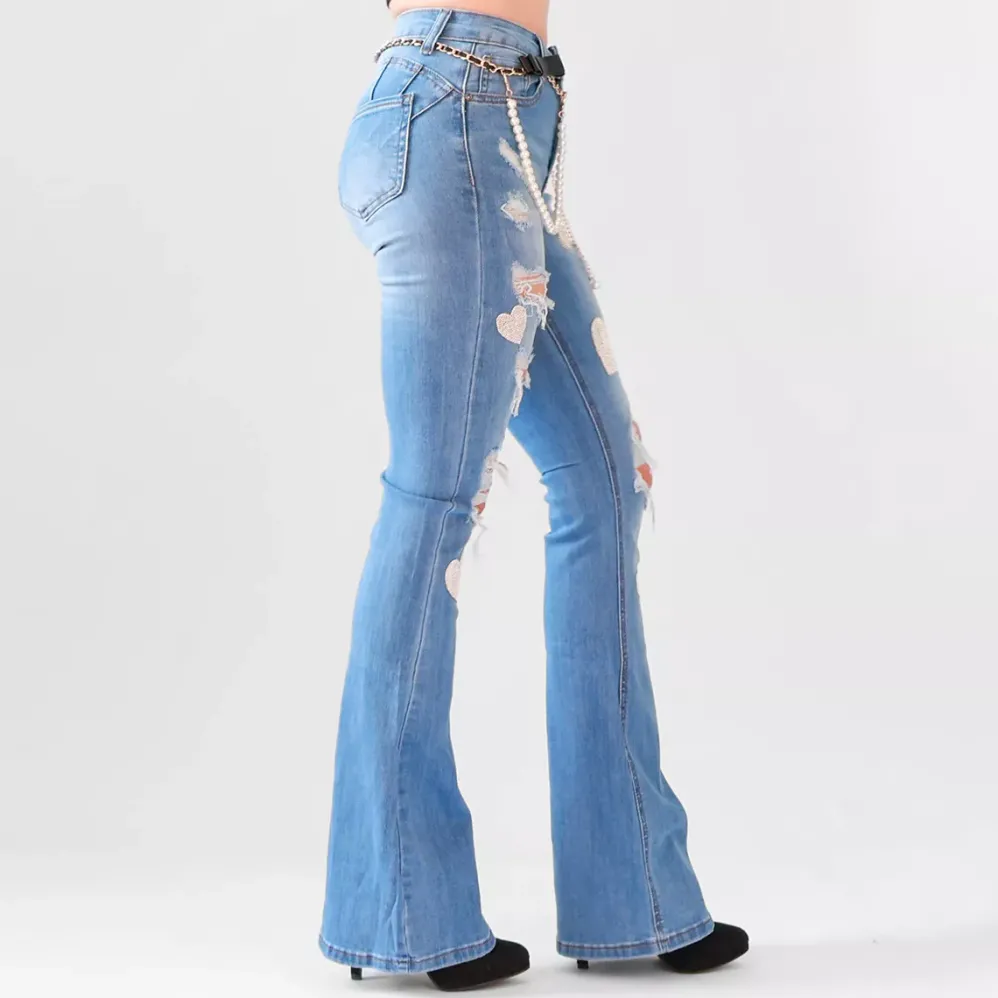 Denim Life push up farkut vyöllä sininen