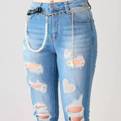 Denim Life push up farkut vyöllä sininen