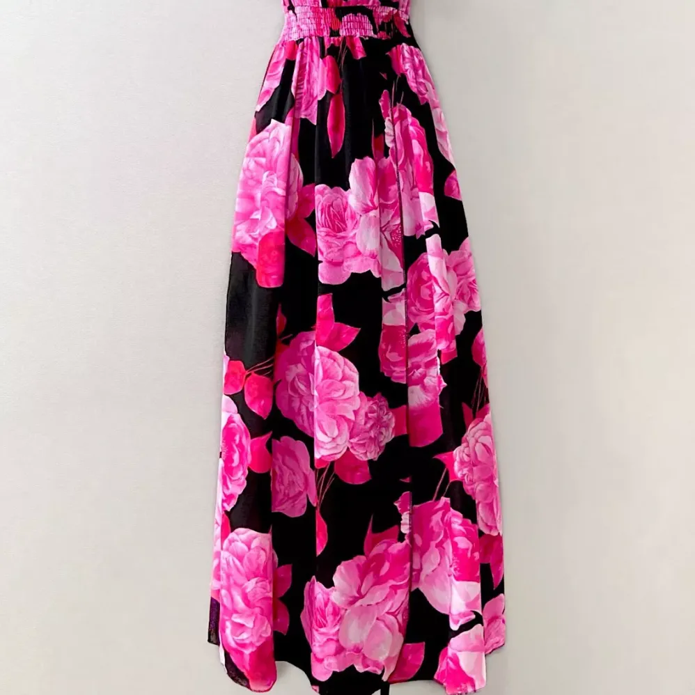 Elle Carina kukkamekko musta/fuksia