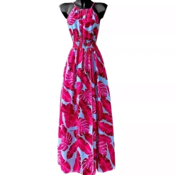 Elle Carina kuvioitu mekko pinkki/turkoosi