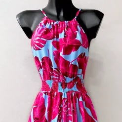Elle Carina kuvioitu mekko pinkki/turkoosi