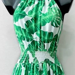 Elle Carina lehtikuvioitu mekko valkoinen