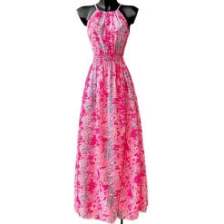 Elle Carina Snakeprint mekko pinkki