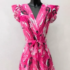 Elle Enola lehtikuvioinen mekko pinkki