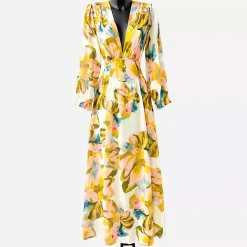 Elle Julietta kuvioitu maksimekko mustard