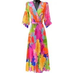Elle Lisa Party mekko vyöllä pinkki