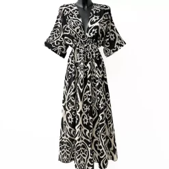 Elle Maria kuvioitu mekko beige-musta
