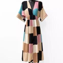 Elle Maria kuvioitu mekko beige