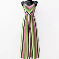 Elle Olivia raidallinen jumpsuit vihreä
