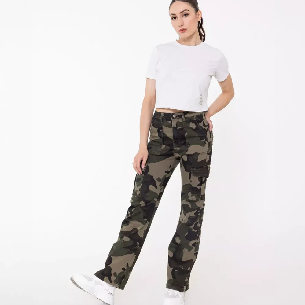 Foly Rose Cargo stretchfarkut maastokuvio