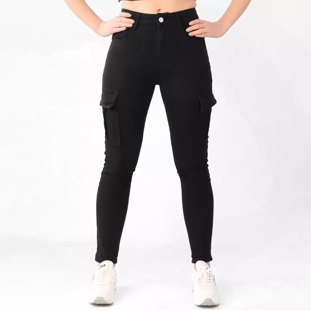 Foly Rose Cargo stretchfarkut musta