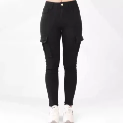 Foly Rose Cargo stretchfarkut musta