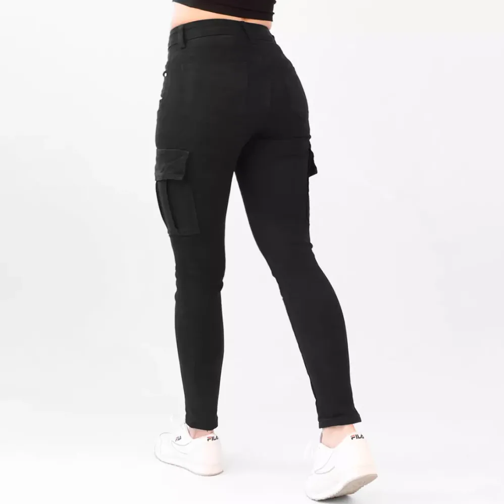 Foly Rose Cargo stretchfarkut musta