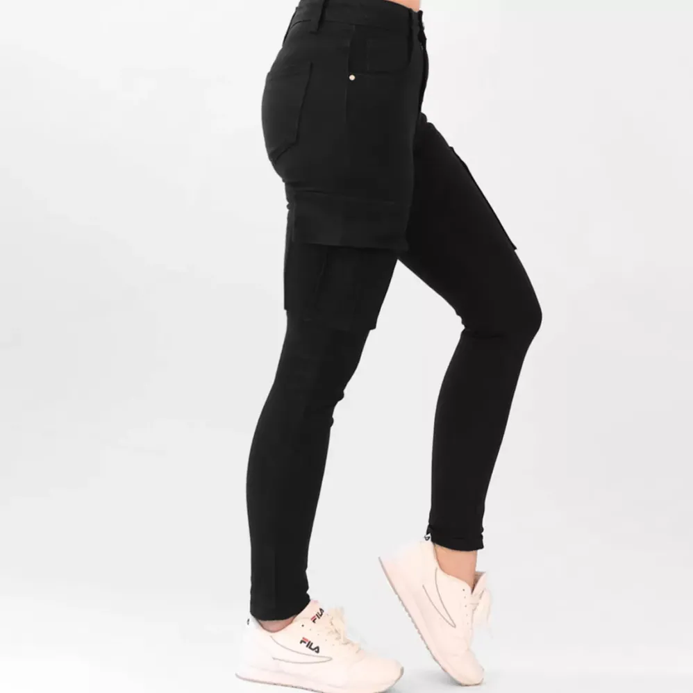 Foly Rose Cargo stretchfarkut musta