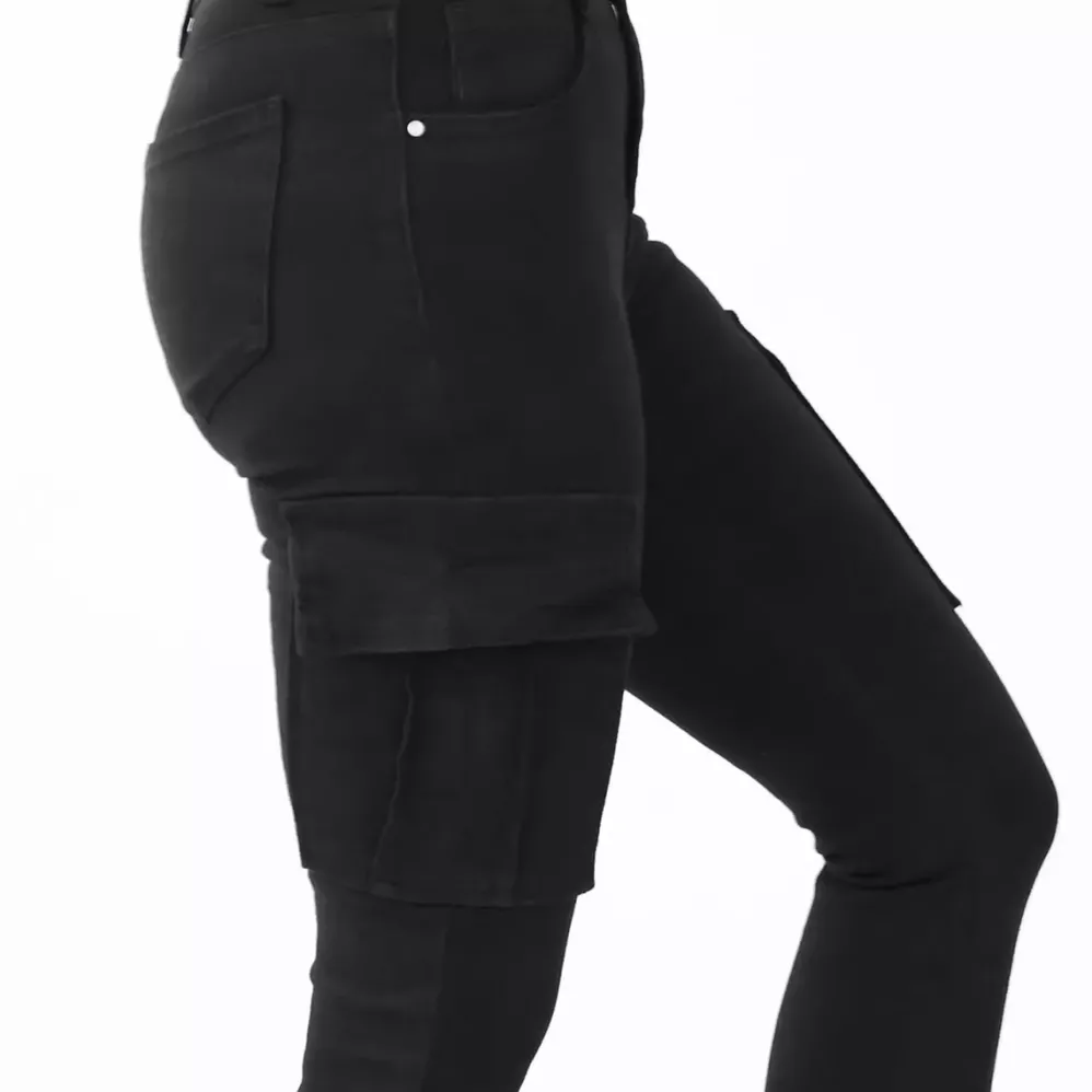 Foly Rose Cargo stretchfarkut musta