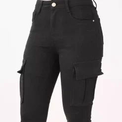 Foly Rose Cargo stretchfarkut musta