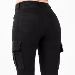 Foly Rose Cargo stretchfarkut musta