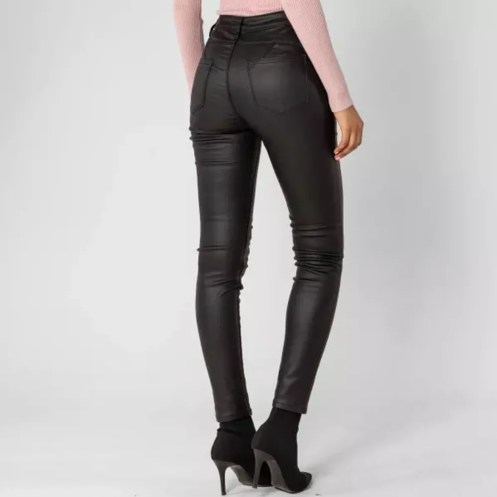 Foly Rose Push up Coated housut musta