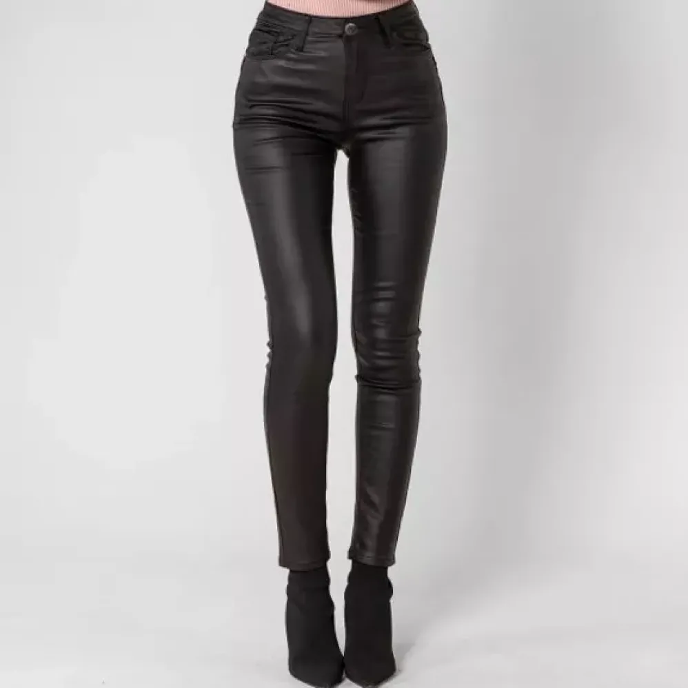 Foly Rose Push up Coated housut musta