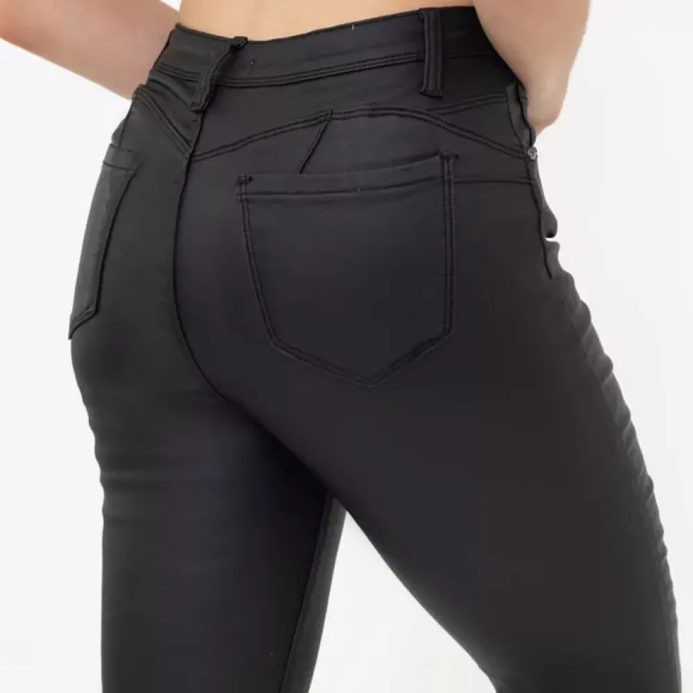 Foly Rose Push up Coated housut musta