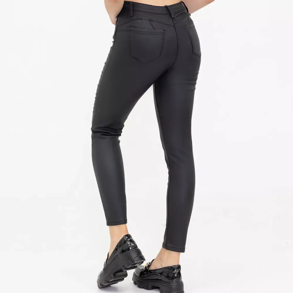 Foly Rose Push up Coated housut musta