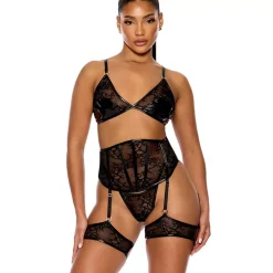 Forplay Waist Cincher alusasusetti 3 osaa musta